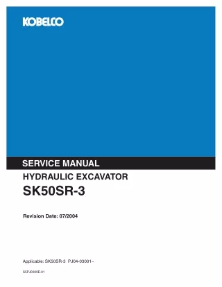 KOBELCO SK50SR-3 HYDRAULIC EXCAVATOR Service Repair Manual