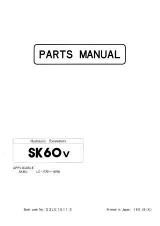 Kobelco SK60V Crawler Excavator Parts Catalogue Manual (SN LE-17701 to 19738)