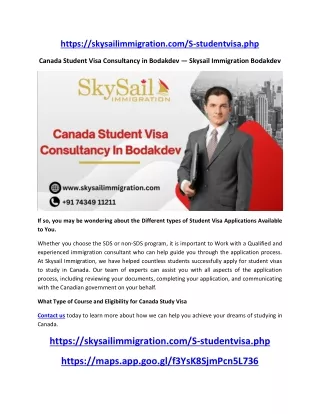 Canada Student Visa Consultancy In Bodakdev — Skysail Immigration Bodakdev ( 91