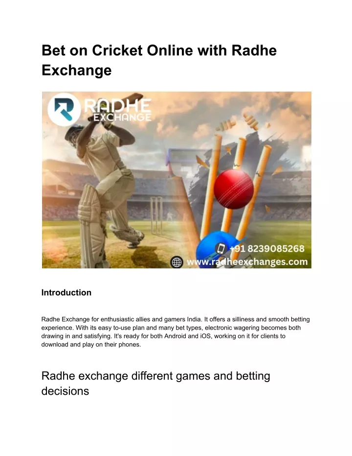 bet on cricket online with radhe exchange