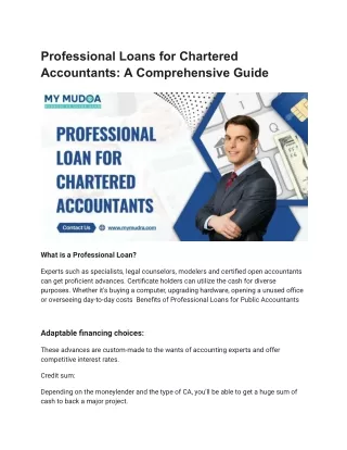 Professional Loans for Chartered Accountants