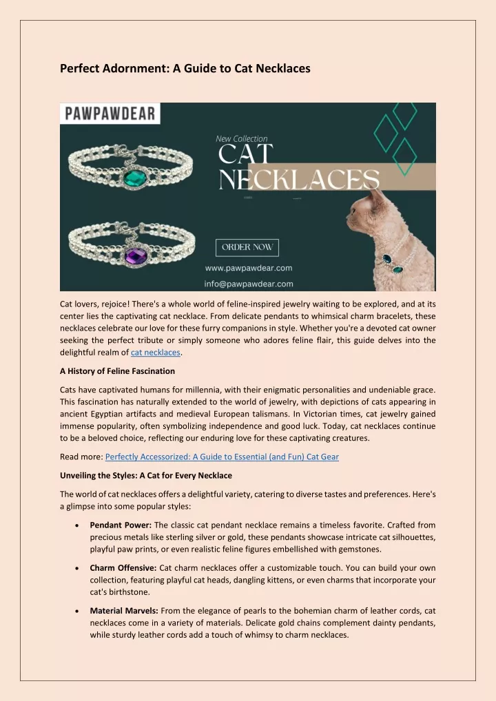 perfect adornment a guide to cat necklaces