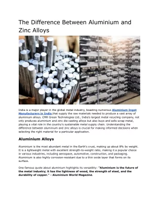 The Difference Between Aluminium and Zinc Alloys