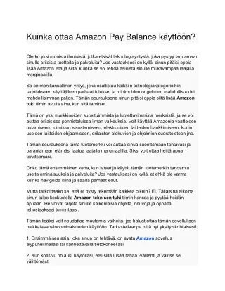 Kuinka ottaa Amazon Pay Balance käyttöön_