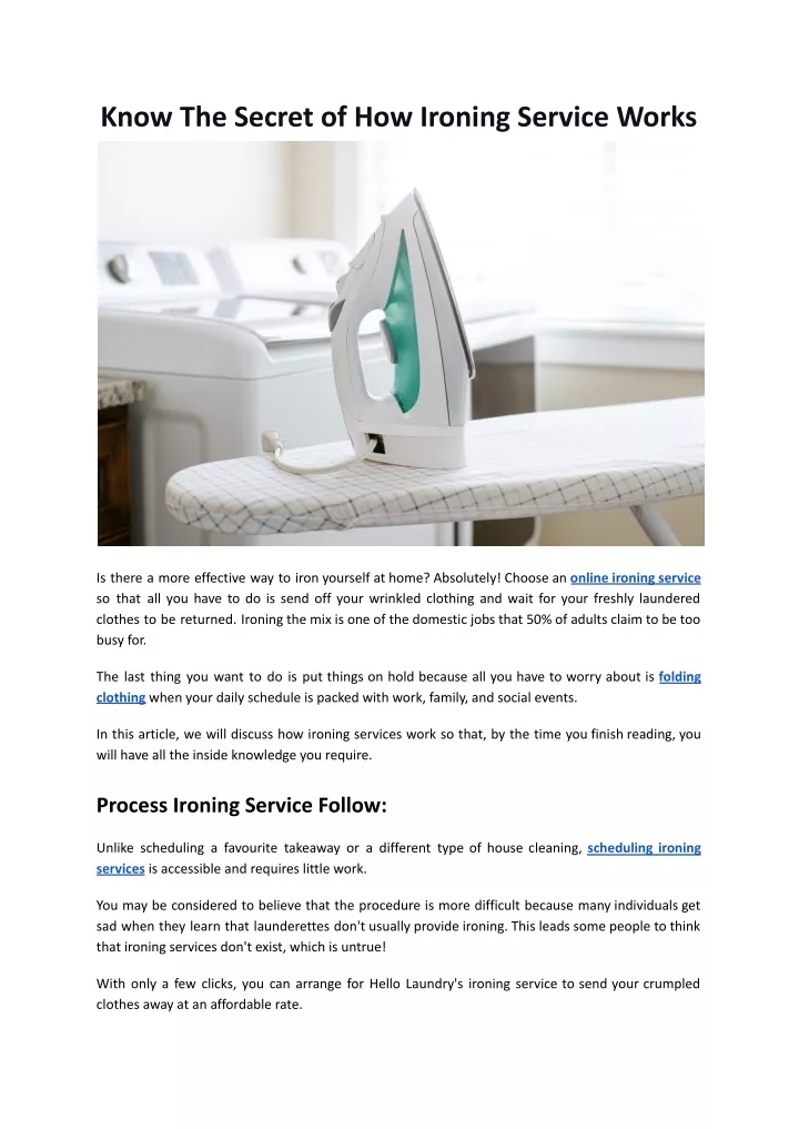 know the secret of how ironing service works