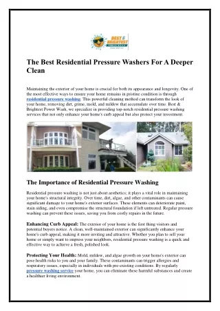 The Best Residential Pressure Washers For A Deeper Clean