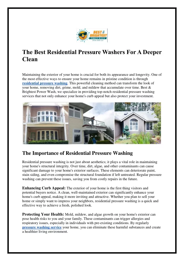 the best residential pressure washers