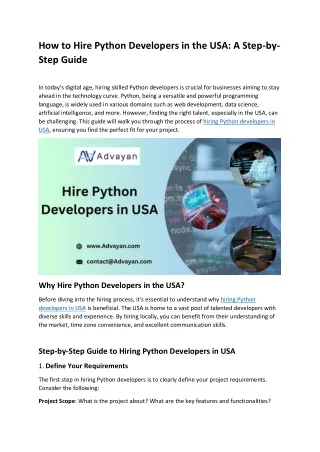 How to Hire Python Developers in the USA  A Step-by-Step Guide