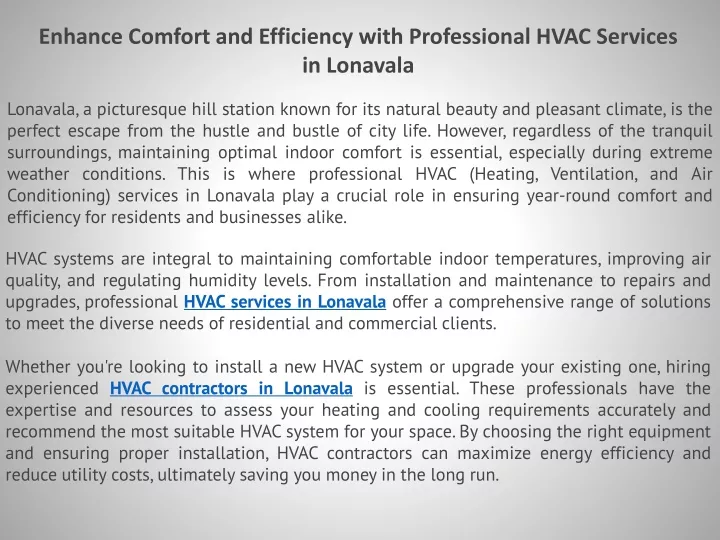 enhance comfort and efficiency with professional