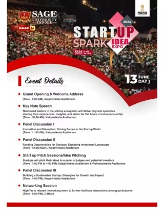 Startup Spark Conclave Indore at Sage University