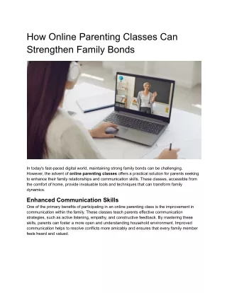 How Online Parenting Classes Can Strengthen Family Bonds