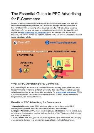 The Essential Guide to PPC Advertising for E-Commerce