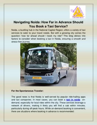 navigating noida how far in advance should