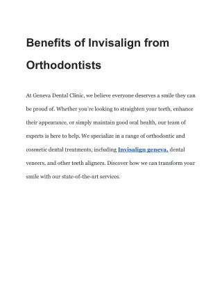 Benefits of Invisalign from Orthodontists