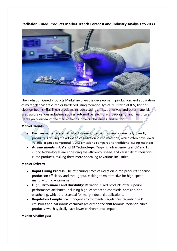 radiation cured products market trends forecast