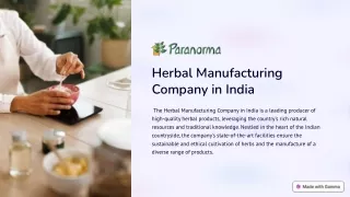 Herbal Manufacturing Company in India