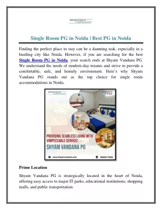 Single Room PG in Noida | Best PG in Noida