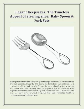 Elegant Keepsakes - The Timeless Appeal of Sterling Silver Baby Spoon & Fork Sets
