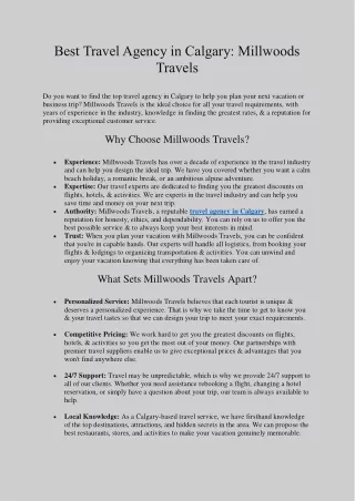 Best Travel Agency in Calgary - Millwoods Travels