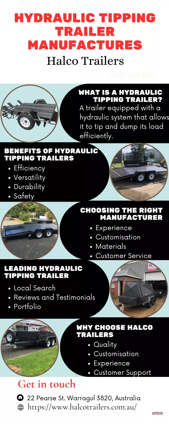 hydraulic tipping trailer manufactures halco