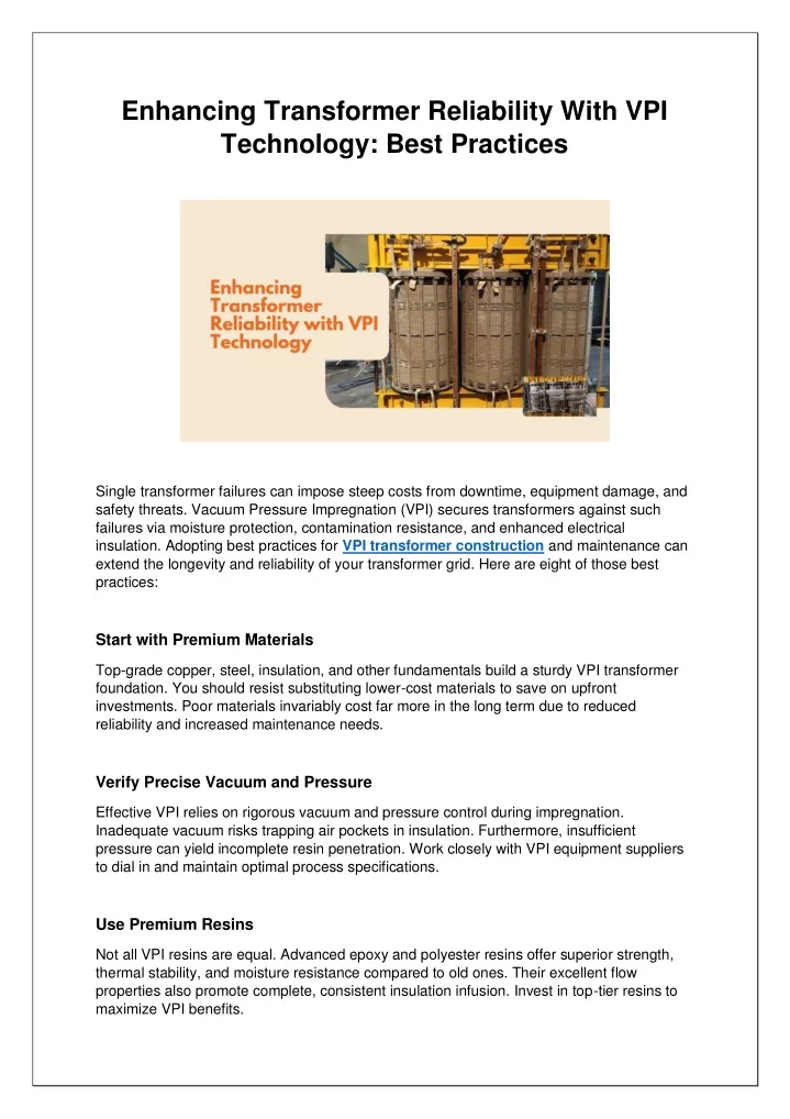 enhancing transformer reliability with