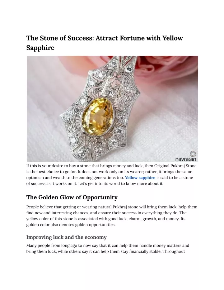 the stone of success attract fortune with yellow