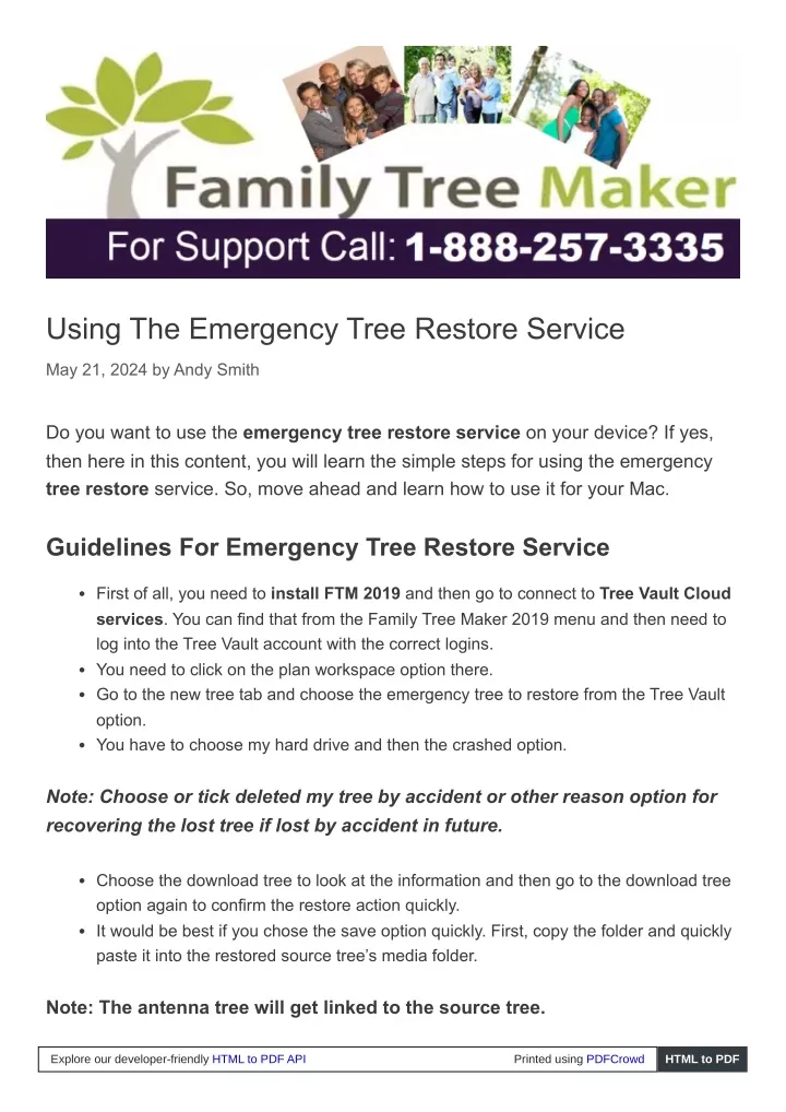 using the emergency tree restore service