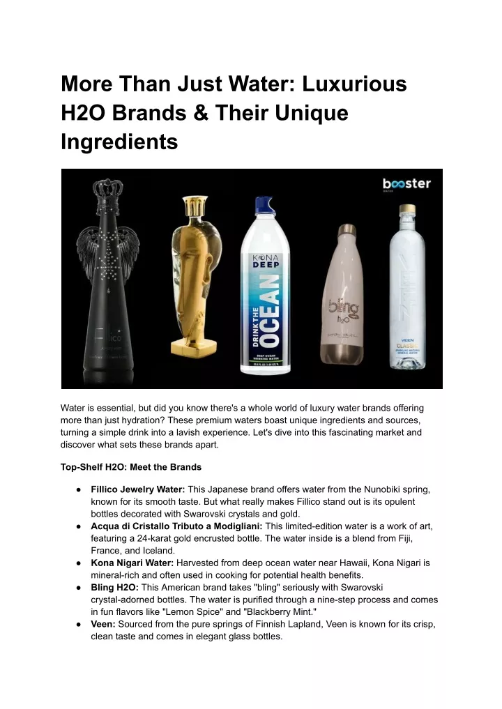 more than just water luxurious h2o brands their