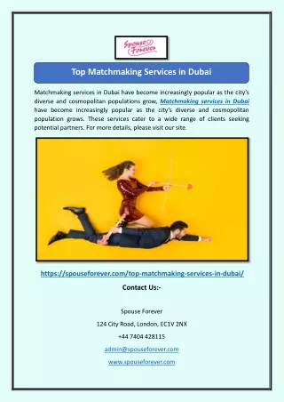 Top Matchmaking Services in Dubai