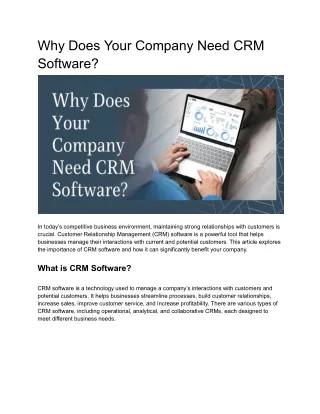 Why Does Your Company Need CRM Software