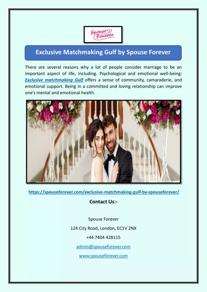 exclusive matchmaking gulf by spouse forever