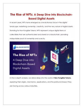 The Rise of NFTs: A Deep Dive into Blockchain-Based Digital Assets