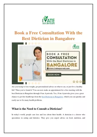 Book a Free Consultation With the Best Dietician in Bangalore