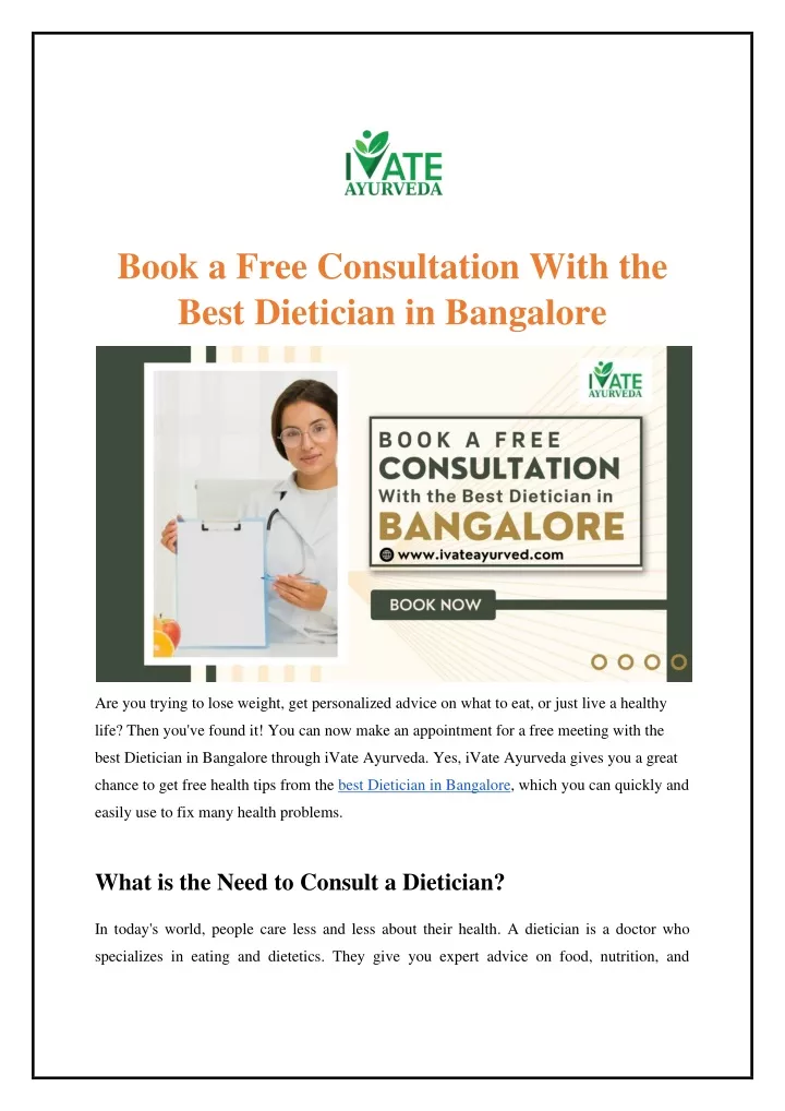 book a free consultation with the best dietician