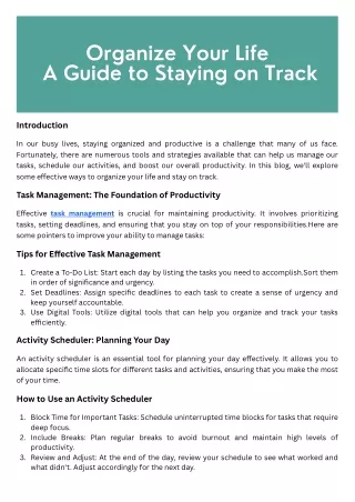Organise Your Life How to Stay on Track