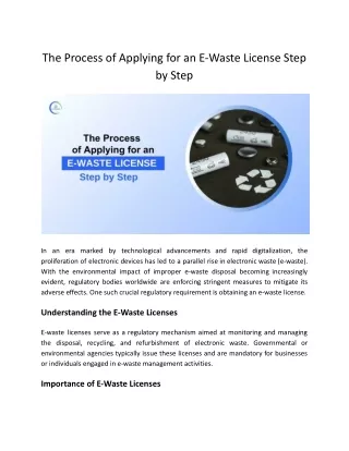 The Process of Applying for an E-Waste License Step by Step