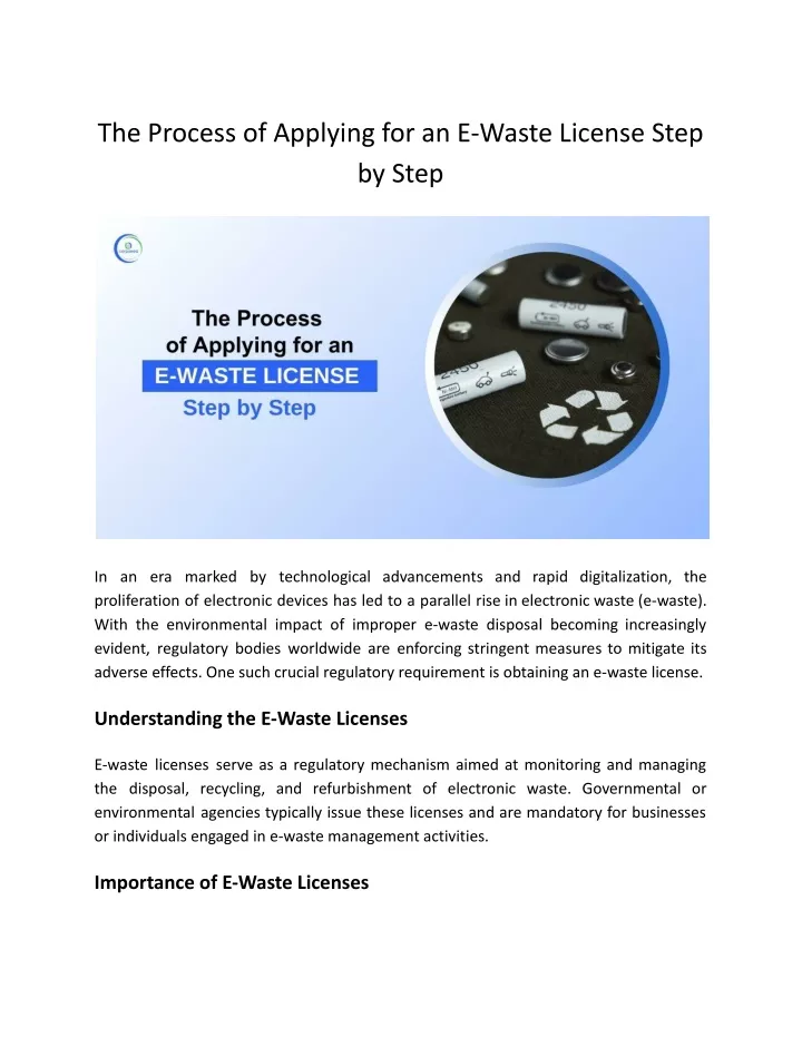 the process of applying for an e waste license