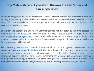 Top Mobile Shops in Hyderabad Discover the Best Stores and Samsung Dealers