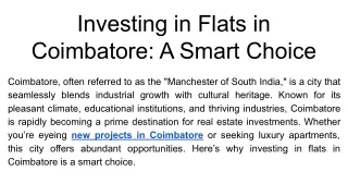 Investing in Flats in Coimbatore_ A Smart Choice