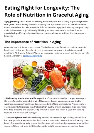 Eating Right for Longevity The Role of Nutrition in Graceful Aging