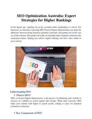 SEO Optimization Australia: Expert Strategies for Higher Rankings