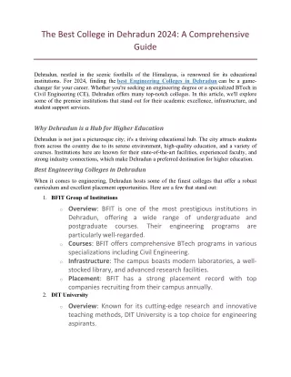 The Best College in Dehradun 2024: A Comprehensive Guide