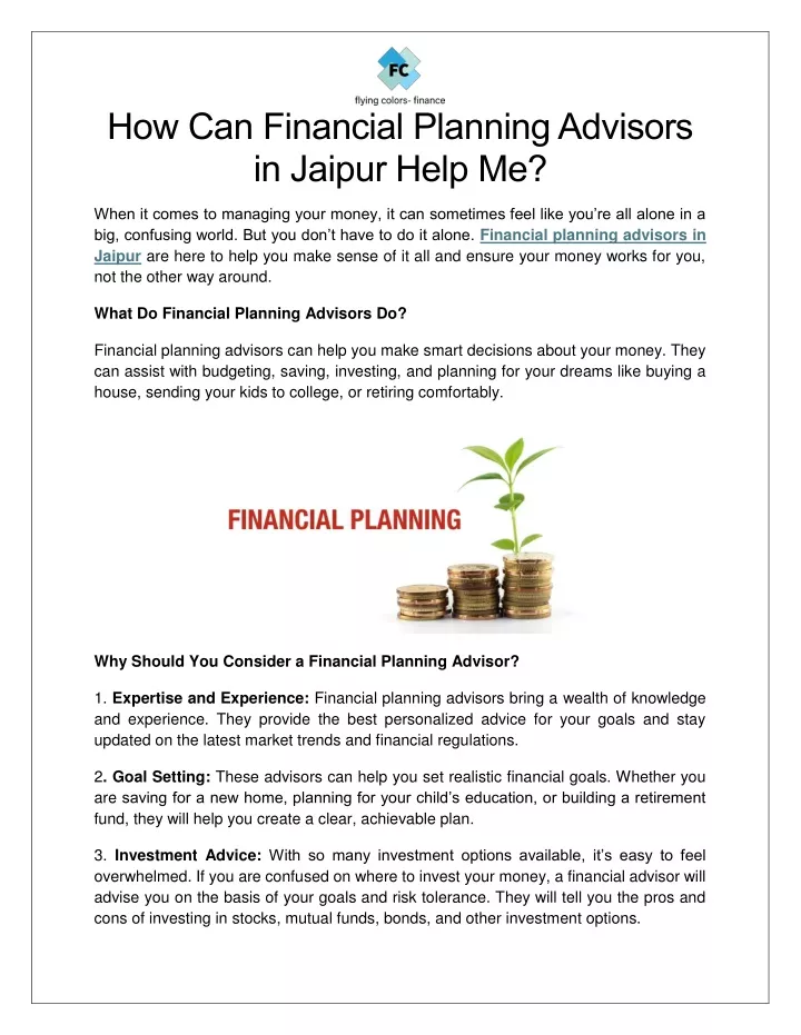 how can financial planning advisors in jaipur