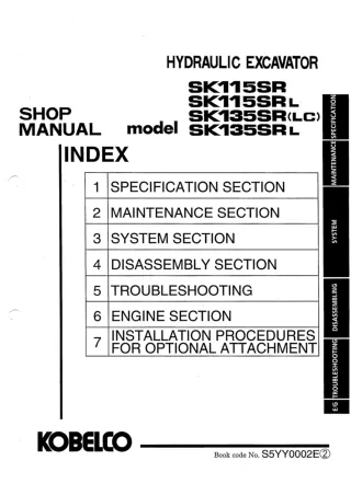 Kobelco SK135SR Crawler Excavator Service Repair Manual