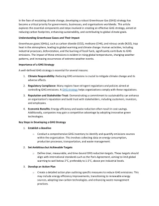 Crafting an Effective Greenhouse Gas Strategy  Key Steps and Considerations