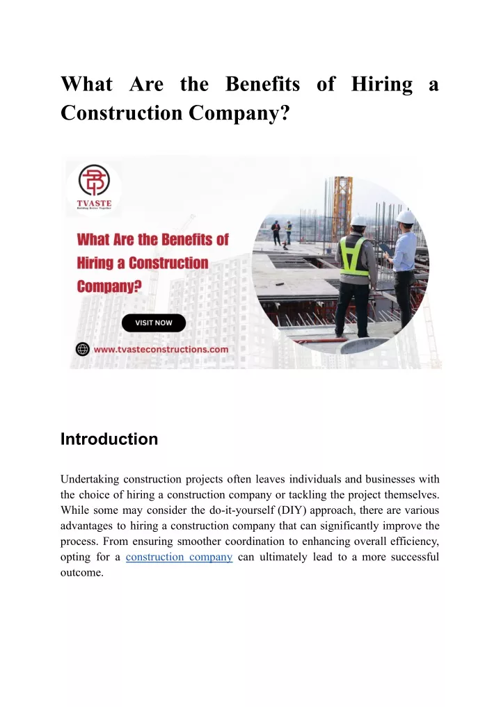 what are the benefits of hiring a construction