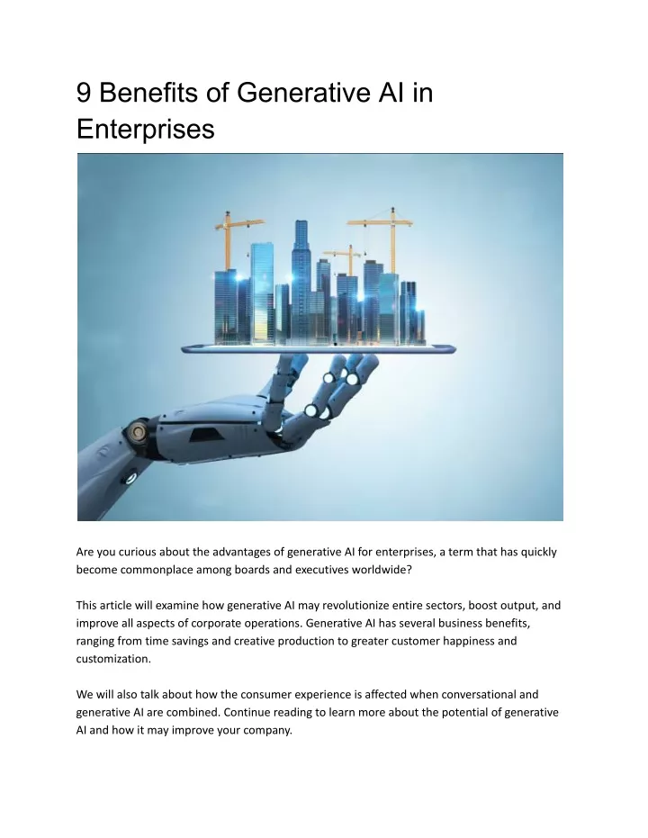 9 benefits of generative ai in enterprises