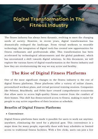 Digital Transformation in The Fitness Industry