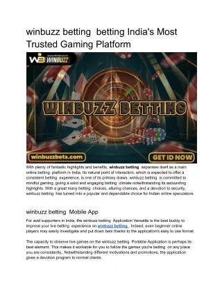 winbuzz betting  betting India's Most Trusted Gaming Platform