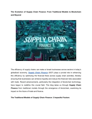 The Evolution of Supply Chain Finance_ From Traditional Models to Blockchain and Beyond